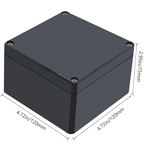 Junction Box IP65 Waterproof ABS Plastic Electrical Project Case Power Junction Boxes, Project Box with 4 PCS M16 Cable Glands 4.72x4.72x2.95 inch (120x120x75mm)