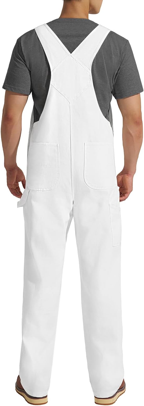 HISEA Men's Denim Bib Overall, Mens Relaxed Fit Overall Midweight Workwear with Adjustable Straps and Convenient Tool Pockets