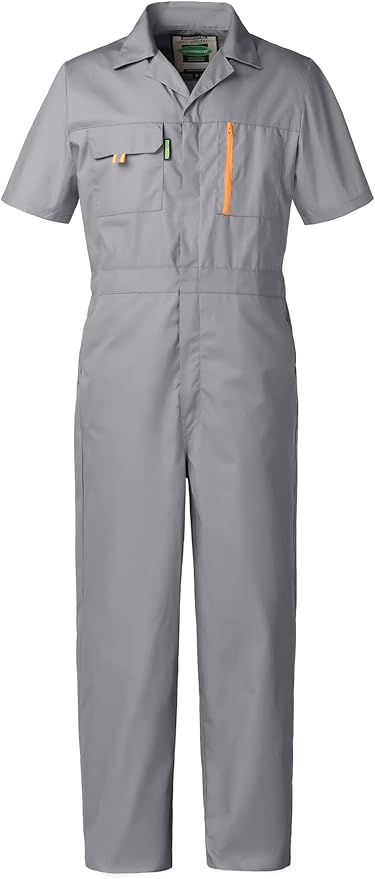 Mens Short Sleeve Coveralls Work Mechanics Jumpsuit Summer Overall Work Suit Breathable Crawl Suit Coverall