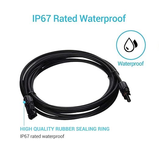Renogy 20Ft 10AWG Male and Female Connectors Solar Extension Cable, 20FT-10AWG, Black