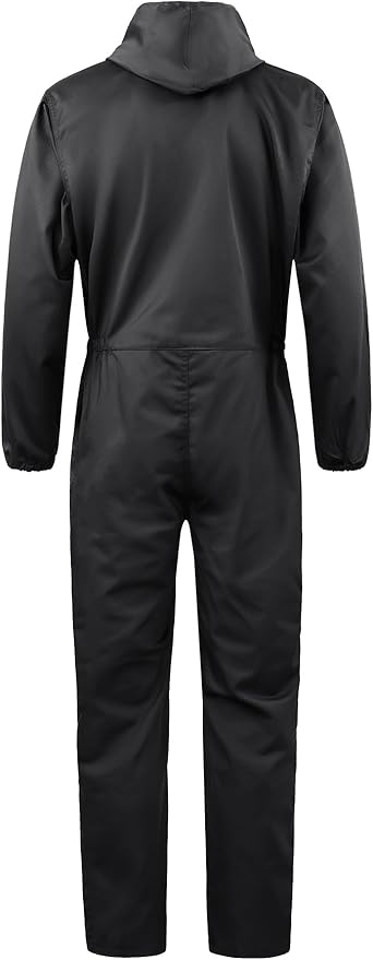 Men's Long Sleeve Zip-Front Coverall Lightweight Work Coveralls Mechanic Overall Jumpsuit with Hood