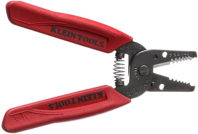 Klein Tools 11046 Wire Stripper, Wire Cutter, Made in USA, Stripping/Cutting Tool for 16-26 AWG Stranded, Compact Nose with Precision-ground Stripping Holes