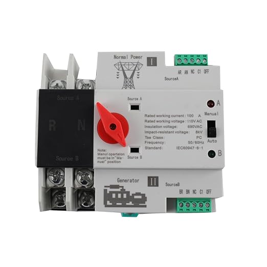 2P 100A 110V Dual Power Automatic Transfer Switch Generator Changeover Switch Tools Dual Power Transfer Switch Din Rail Type 50HZ/60HZ