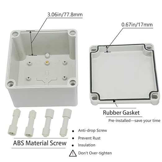 Zulkit Junction Box ABS Plastic Dustproof Waterproof IP67 Junction Boxes Universal Electrical Project Enclosure DIY Electronic Project Box Grey 4.92 x 4.92 x 3.94 inch (125 x 125 x 100 mm)