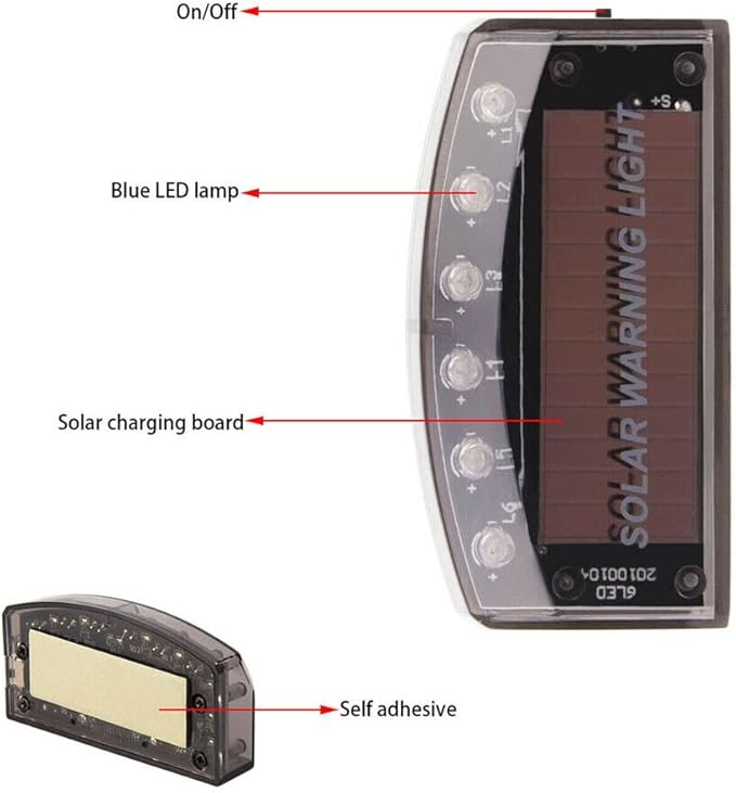 4 PCS Car Solar Power LED Fake Alarm Warning Security Anti-Theft Flashing Light