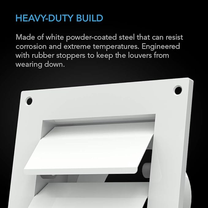 AC Infinity Wall Mount Duct Shutter, 6” Outdoor Louver Gable Vent Hood for Home Attic Grow Tent HVAC Systems