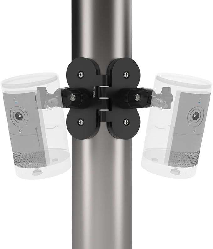 Magnetic Dual Camera Pole Holder with Two 1/4" Threaded Points Compatible with Blink, R-ing,Eufy, Google,Wyze, Arlo, Simplisafe,Reolink,Tapo Cameras and Solar Panels Aluminum Arm Mount (Black)