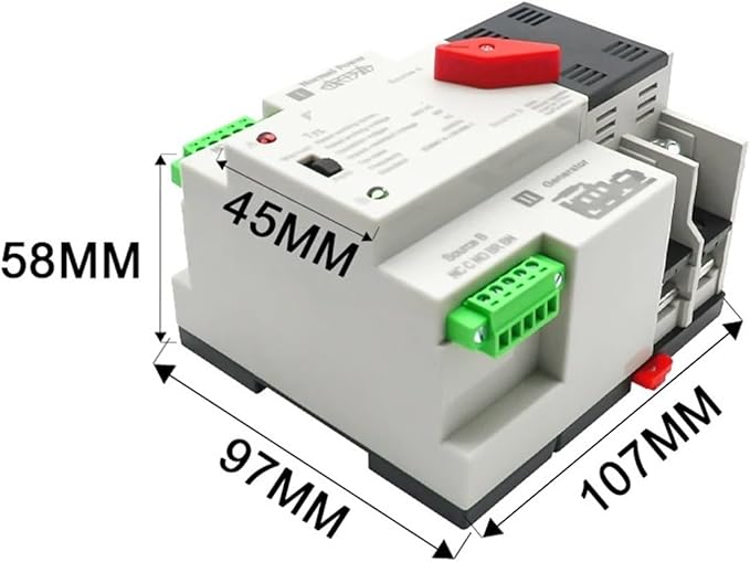 2/3/4P 100A 110V/220V Mini ATS Automatic Transfer Switch Electrical Selector Switch Dual Power Switch PV Solar DIN Rail(4P,220V)