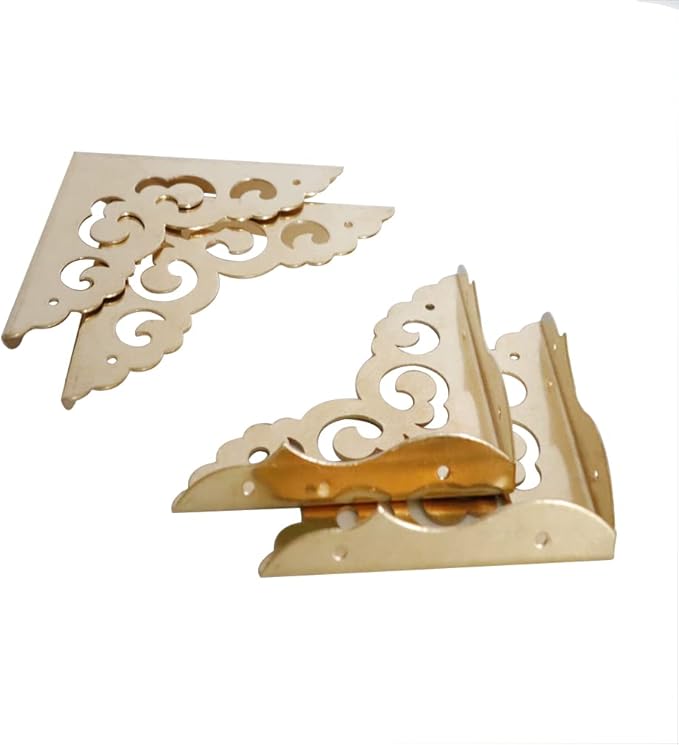4Pcs Table Corner Protectors, 2.6"x2.6" Gold Metal Corner Protector, Coffe Table Corner Guards, Anti Scratch Table Corner Edge, Decorative Corners for Furniture Boxe Cabinet Prevents Damaged