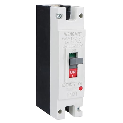 Wengart 125 Amp DC MCCB Circuit Breaker, 250V 1-Pole Molded Case Breaker with Advanced Arc Extinguishing, High-Capacity Protector for Solar PV Systems & Battery Storage, Industrial Grade, WGM1PV-250