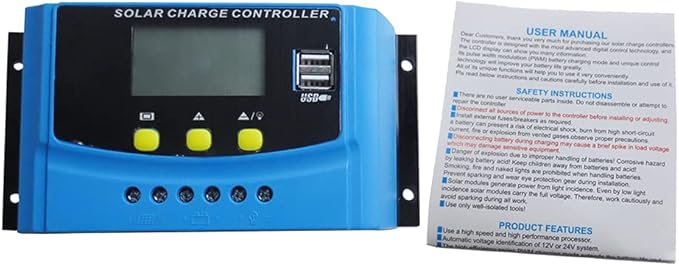 40A LCD Display Solar Charge Controller 3S 6S Lithium ion 4S 8S Lifepo4 Lead Acid Battery Charging Regulator Parameter Adjustable with Dual 5V USB
