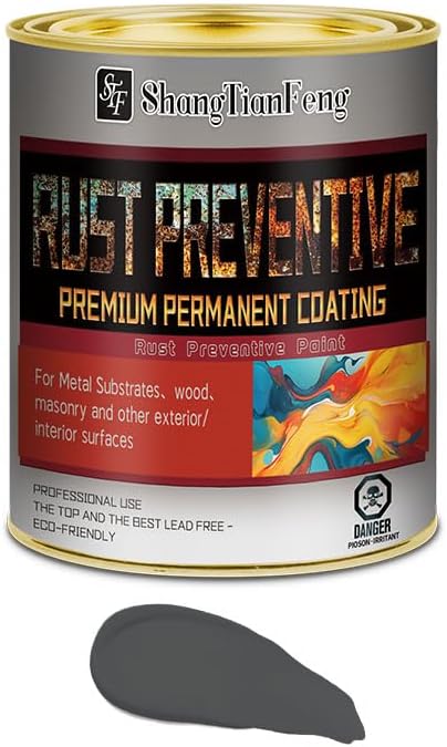 Gray Rust Preventive Paint, Rust Inhibitor and Corrosion Permanently, Anti-rust, Non-porous Protective Barrier, UV Resistance and Heat Resistance, 32 Fl Oz