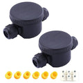 IP66 Round Waterproof Junction Box, 2Way 3Pin(24A 450VAC) Underground/Outdoor Wiring Installation,Suitable for Outdoor Billboards,Tunnel,Road Landscape Lights,EtcØ4-12mm2Pack