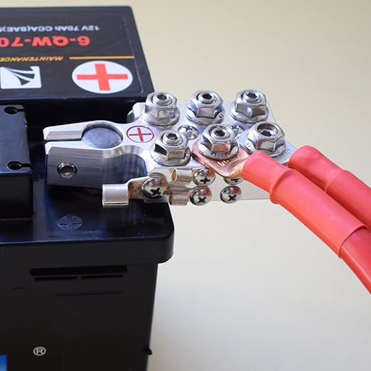 Vgate 20-Stud AGM Battery Post Terminal Distribution Block to Connect 8AWG up to 4/0(XL) Gauge Wire for Tapered Top Post SAE/DIN/EN