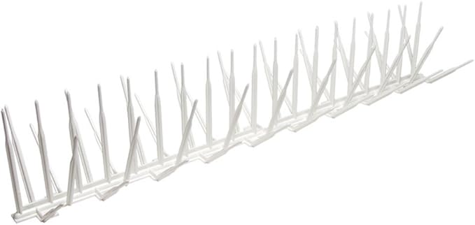 Bird B Gone - White Plastic Anti Bird Spikes (24') - Humane Deterrent - Stops Pigeons & Birds from Roosting - UV-Stabilized Polycarbonate - for Rooftops, Ledges, Fences, Etc - Made in USA