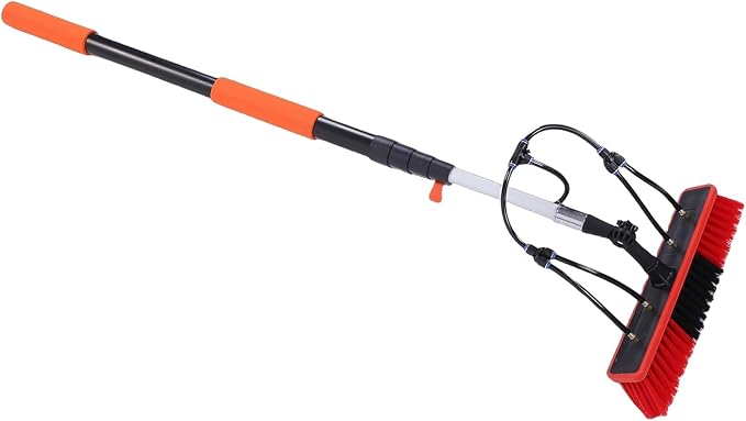 Solar Panel Brush Kit 12ft Extendable with Telescoping Pole, & Water Fed Window Cleaner Tool for Roof, RV, Gutter, Boat Deck – Efficient Solar Wind Power
