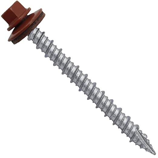 Metal ROOFING SCREWS: (250) 10 x 2" Red Hex Head Sheet Metal Roof Screw. Self starting metal to wood siding screws. EPDM washer. Colored head