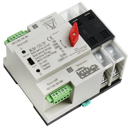 Mini ATS Automatic Transfer Switch Dual Power Changeover Switch 100A 220V Generator Electrical Selector Switches DIN Rail Mount NLQ4-2P/3P/4P Circuit Breaker Toggle Controller