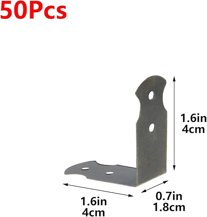 Geesatis 1.6" X 0.7" Right Angle Decorative Corner Protector Box Edge Cover Bracket, with Mounting Screws, Iron, Bronze,Set of 50