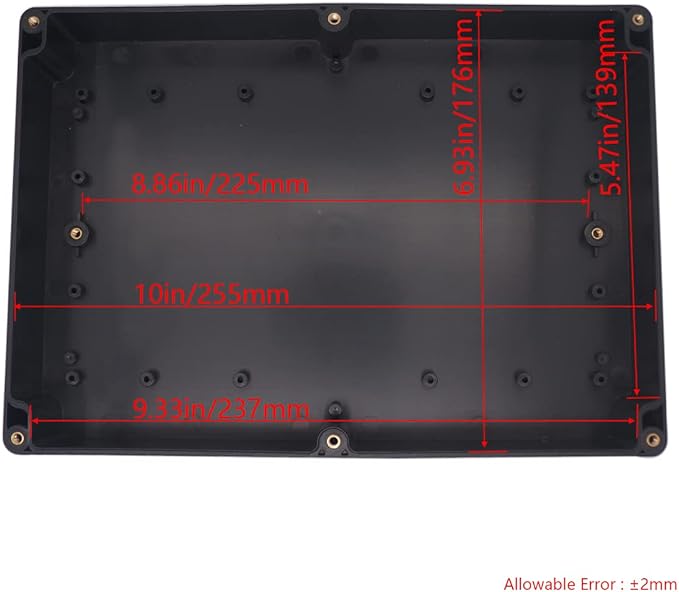 Project Box ABS Black Electrical Boxes IP65 Outdoor Waterproof Box Electronic Junction Box Power Enclosure with Cable Glands for DIY Project 10.35 x 7.17 x 2.36 inch (263x182x60mm)