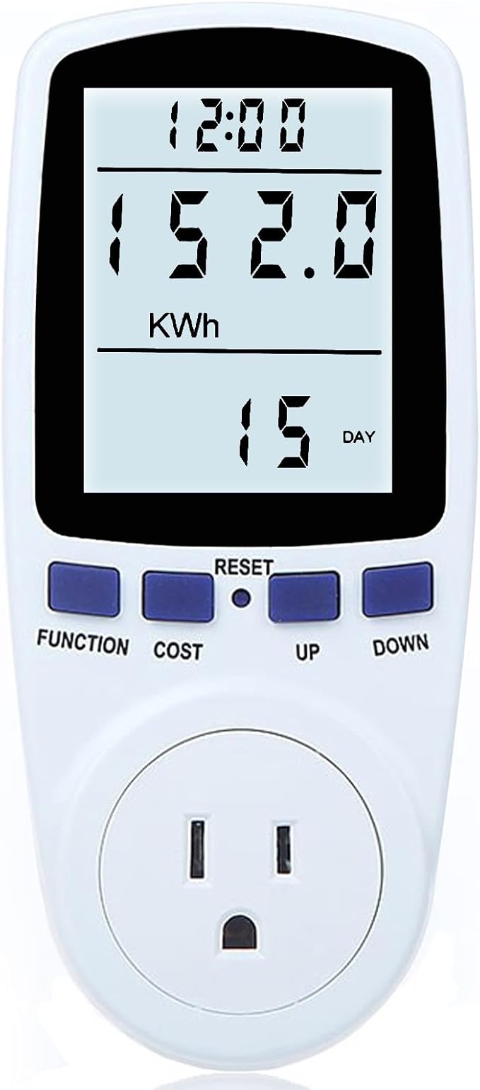 Upgraded Watt Meter Plug in Power Meter Home Energy Monitor Power Consumption Meter, Energy Voltage Amps Kill Tester with White Backlight, Overload Protection, 7 Modes Display