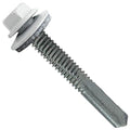 12 x 1-1/2" Brite White Type 5 Drill Point Roofing Screws - Hex Washer Head - Self-Starting/Tapping - EPDM Washer 6 X 250 Bags - 1,500 Screws
