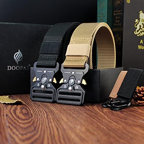DOOPAI Tactical Belt for Men, 3Pack Military Nylon Web with Heavy Duty Quick Release Metal Buckle