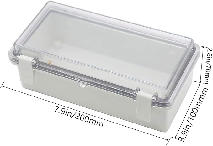 Zulkit Junction Box ABS Plastic Dustproof Waterproof IP65 Electrical Boxes Hinged Shell Outdoor Universal Project Enclosure Clear Cover with 2 Cable Glands 7.9 x 3.9 x 2.8 inch (200x100x70mm)