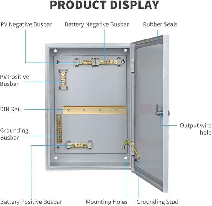 Renogy 200 Amp DC Circuit Breaker Box for Off-Grid Solar System, Home, RV, Trailer, Marine, IP54 Rated, w/Built-in DIN Rail, Labels