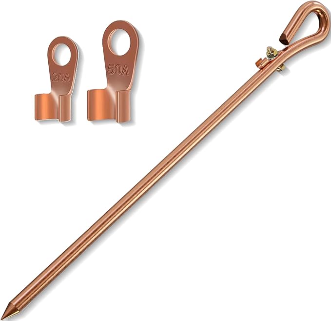 Generator grounding kit with 6ft Female Ground Cord,grounding rod for generator,Grounding Wire with Crocodile Clip for Electric Fences,Antennas (17.4 inch Ground Rod)