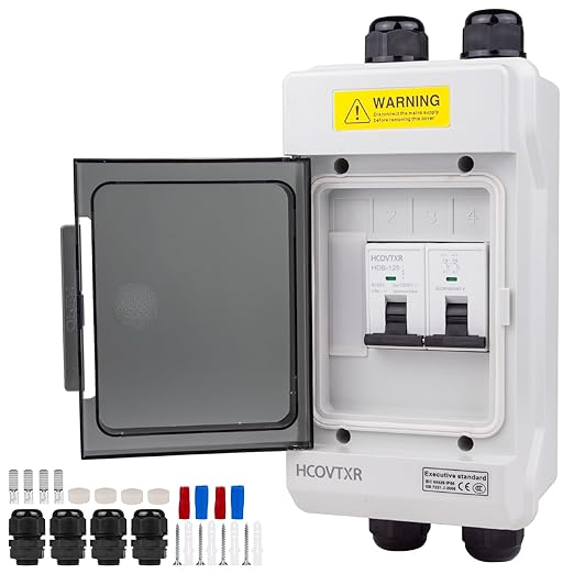 Solar Panel Disconnect Switch 80A 1000VDC Solar Shut Off Switch 2 Poles Outdoor DC Miniature Circuit Breaker Box, Waterproof UV-Proof for Solar PV Home Systems (1000V 80A)