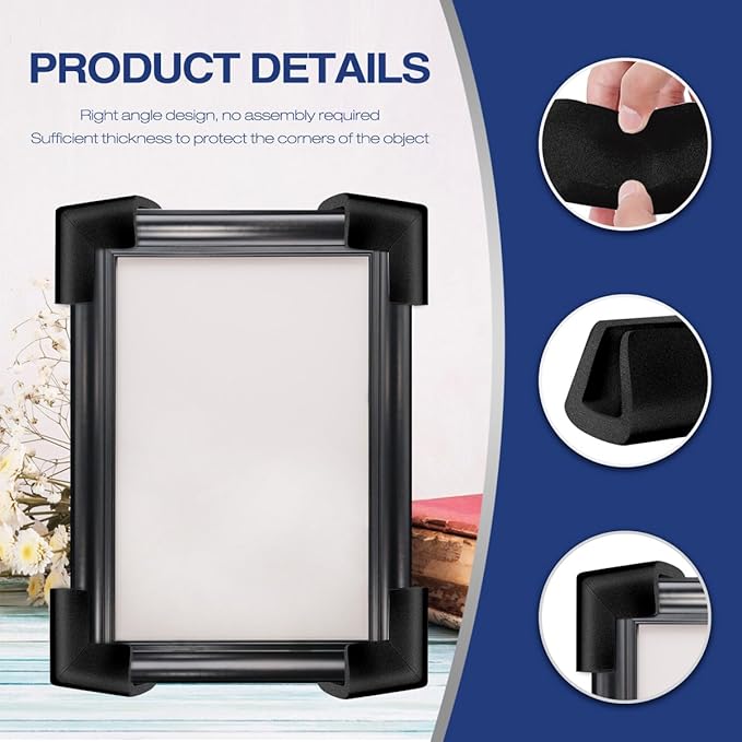 24Pcs Foam Protection Corner for Mirror TV Picture Frame,Packing Foam Corner Protectors for Shipping Moving,Edge Protection for Packing Fragile Artwork(Black)