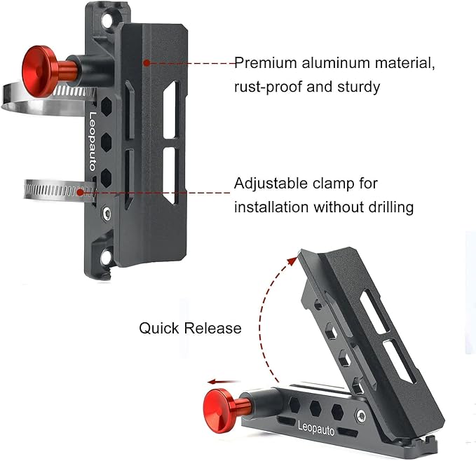 Universal Fire Extinguisher Mount, Aluminum Quick Release Roll Bar Fire Extinguisher Bracket Holder with 8 Clamps Compatible with Jeep Wrangler JK TJ JL JKU Polaris RZR Ranger UTV, Gray
