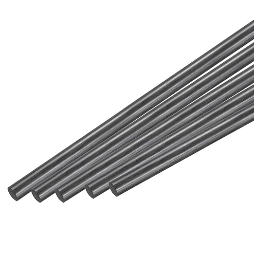 MECCANIXITY Carbon Fiber Rod, 9mm x 200mm for RC Airplane DIY Tool Wing Tube Quadcopter Arm, Pack of 5