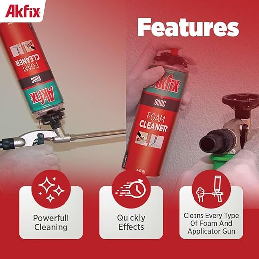 Akfix 800C Gun Cleaner (2x12.3 oz.) – Solvent-Based Spray for Removing Uncured Polyurethane Foam, Cleans Valves & Adapters, Prevents Clogging, Maintains Tool Performance | 12.3 oz. 2 Pack