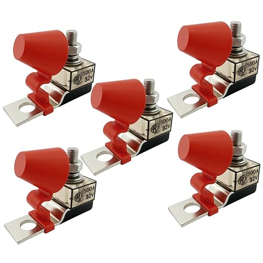 MRBF Terminal Fuses Block Kit- 500Amp 32V DC Max/ IP66 Waterproof Fuse for Boats, Marine, RVs, Solar Systems-Overload Short Circuit Protection-Fits Inverters,Charging Piles,Trolling Motors (5-Pack)