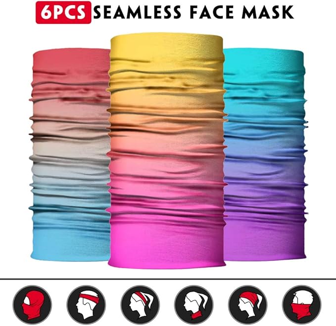 Venswell Neck Gaiter Face Mask Men Women,Seamless Bandana Rave Face Cover Scarf Mask,Balaclava,Headband, Head Wrap,Headwear