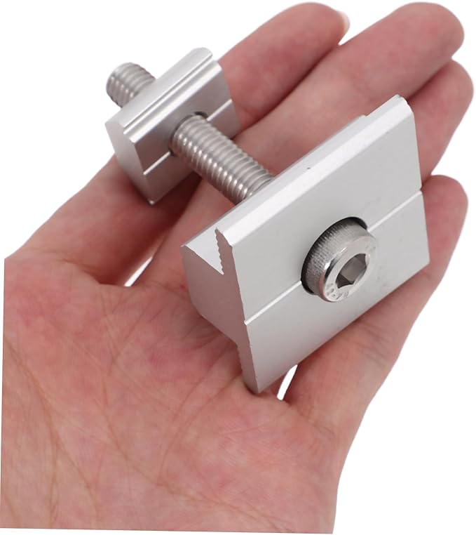Totority 4pcs Solar Panel Mounting Brackets Shaped Mid Clamps Screws for Solar Panel Installation