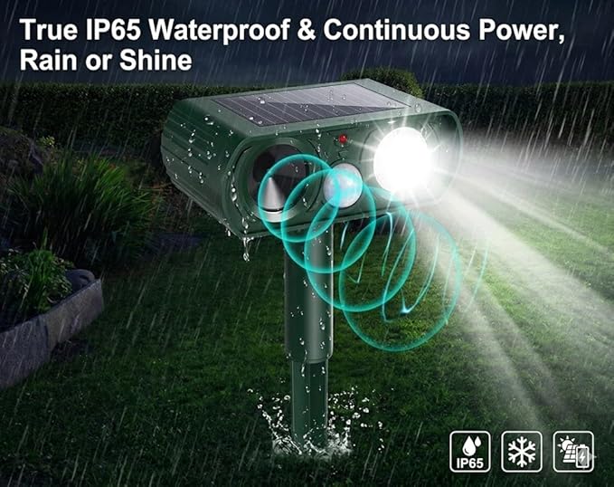 4Pack Solar Ultrasonic Animal Repellent,Cat Repellent Outdoor with Motion Detection Waterproof,Deer Repellent Devices Squirrel Skunk Rabbit Raccoon Bird Deterrents Animal Repeller for Yard Garden