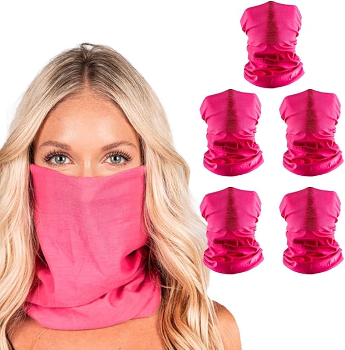 S A Company 5-Pack UV Face Shield | UV 30+ Multipurpose Neck Gaiter Balaclava for Adults | Multiple Color Packs
