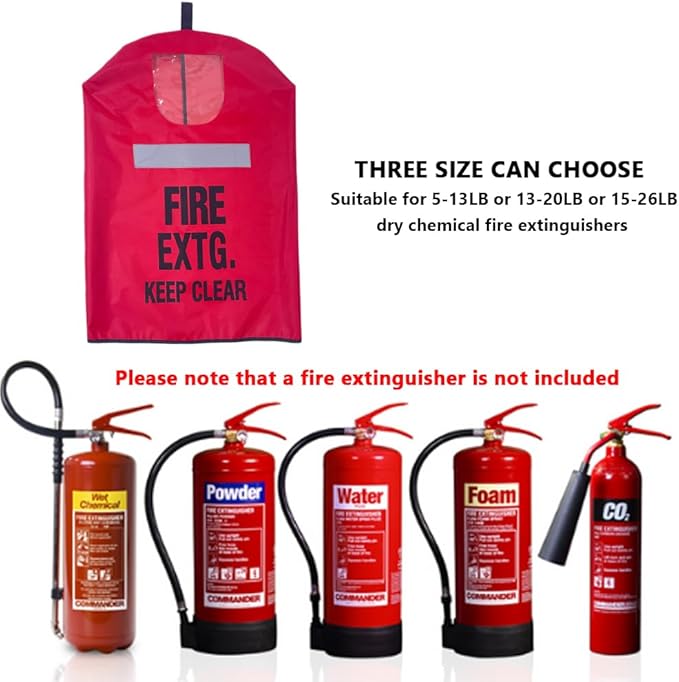 Fire Extinguisher Cover with Reflective Strap, Heavy Duty Fire Sa-fety Protective Sleeve from scuffs & scratches Accessories, 18"Wx26"L, 1 Pcs (13-20LB)
