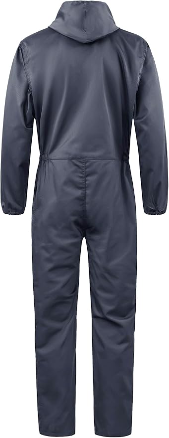 Men's Long Sleeve Zip-Front Coverall Lightweight Work Coveralls Mechanic Overall Jumpsuit with Hood