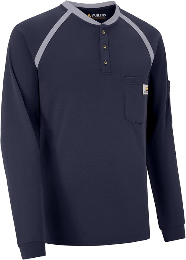 FR Shirts for Men Flame Resistant Shirts 6.5oz Light Weight Long Sleeve Fire Retardant Shirts CAT2/HRC2