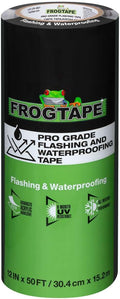 FrogTape Pro Grade Flashing and Waterproofing Tape, 12 Inch Width - 50 Foot Roll, All Weather & UV Resistant Flashing Tape with Advanced Acrylic Adhesive - 10 mils - Black