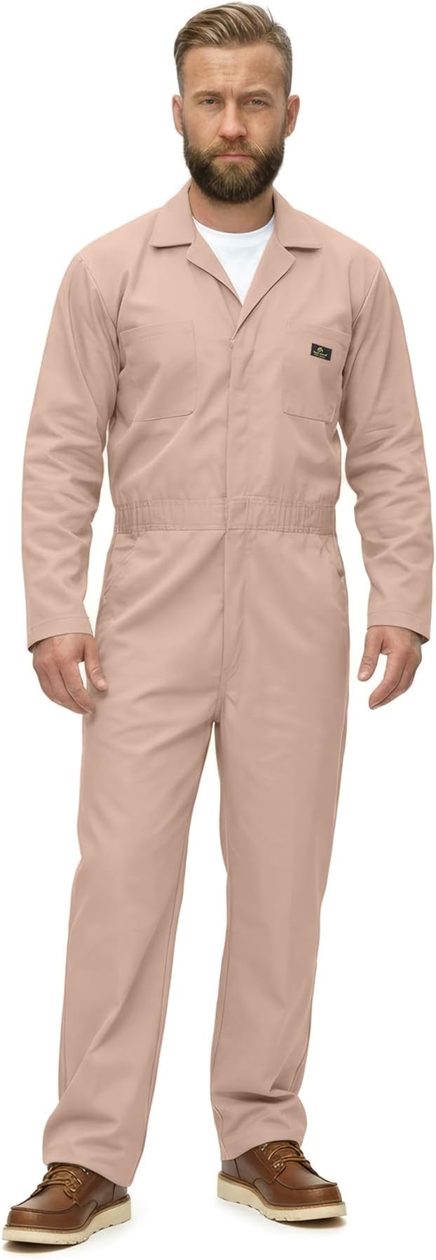 Natural Uniforms Mens Long Sleeve Zip Up Twill Coverall, Stain and Wrinkle Resistant