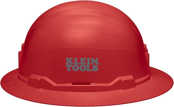 Klein Tools Hard Hat, Non-Vented Full Brim Style, Padded, Self-Wicking Odor-Resistant Sweatband, Tested up to 20kV