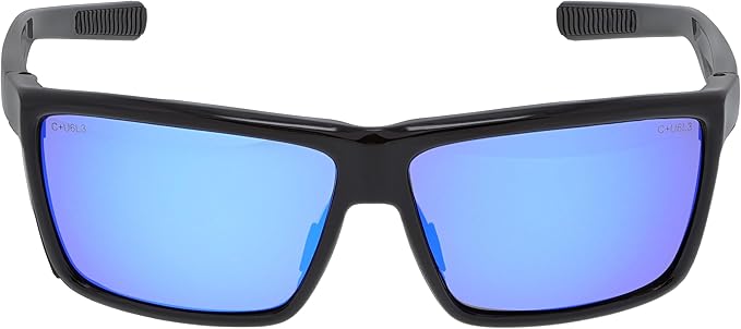 MCR Safety SR218B Swagger SR2 Series Safety Glasses with Thermo Plastic Rubber Nose Pads and Detachable Side Shields, Black Frame, Blue Diamond Mirror Lens