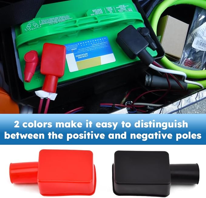 6pcs Battery Terminal Cover, Soft Rubber Car Insulating Battery Cover, Red and Black Positive and Negative Insulating Stud Covers Battery Post Cover for Car Motorcycle Truck Boat