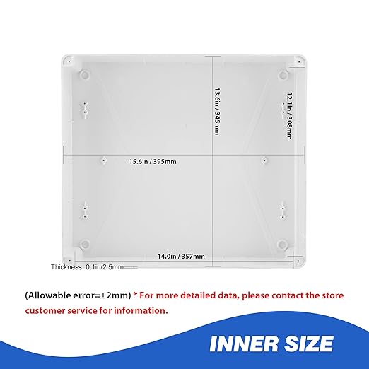 Waterproof Electrical Junction Box (15.7"x13.8"x4.7") with 12 Reserved Holes for Electronics - Sturdy ABS Plastic IP65 Dustproof Project Enclosure - White, (400x350x120mm)