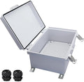 Waterproof Outdoor Electrical Box Junction Box Weatherproof IP67 ABS Plastic Enclosure Switch Router Project Box with Mounting Plate with Wall Bracket 2 Cable Glands Grey 11.81" x 7.87" x 5.12"